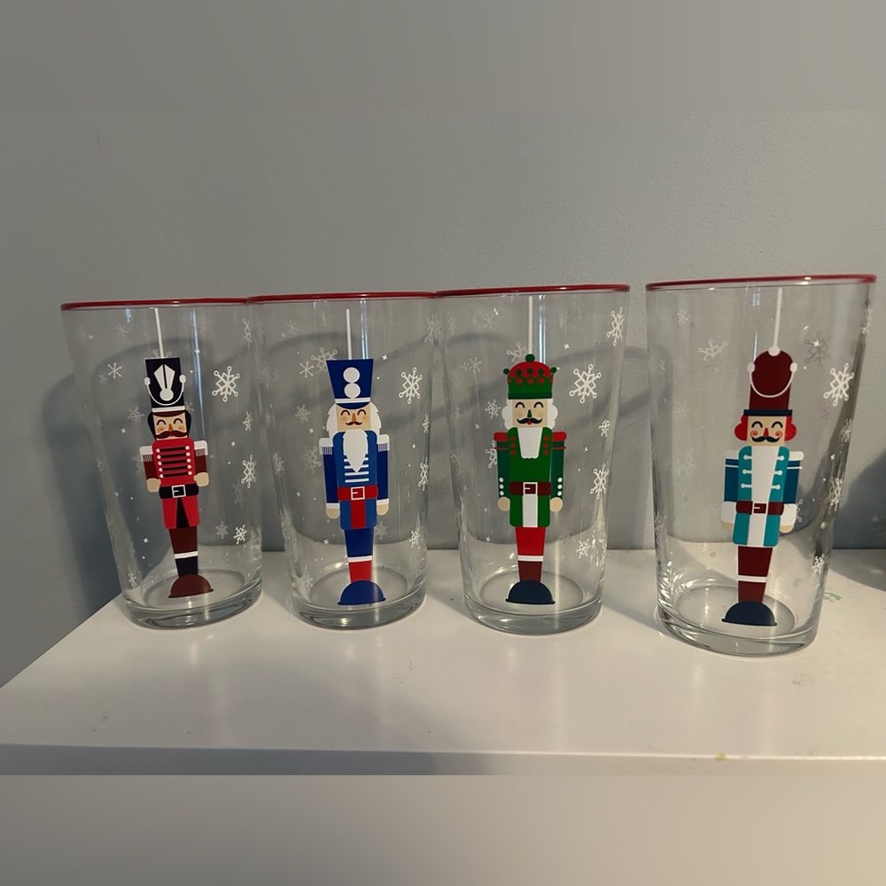Nutcracker Themed Glass Tumblers Set of 4